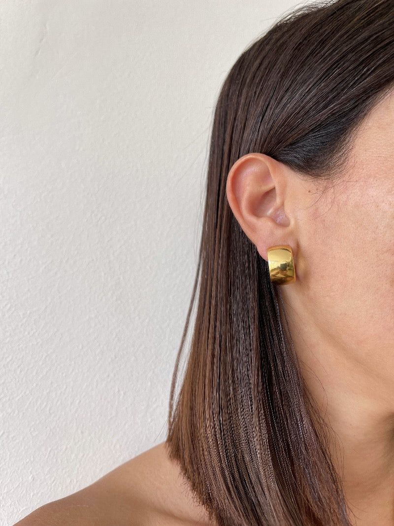 gold wide earrings